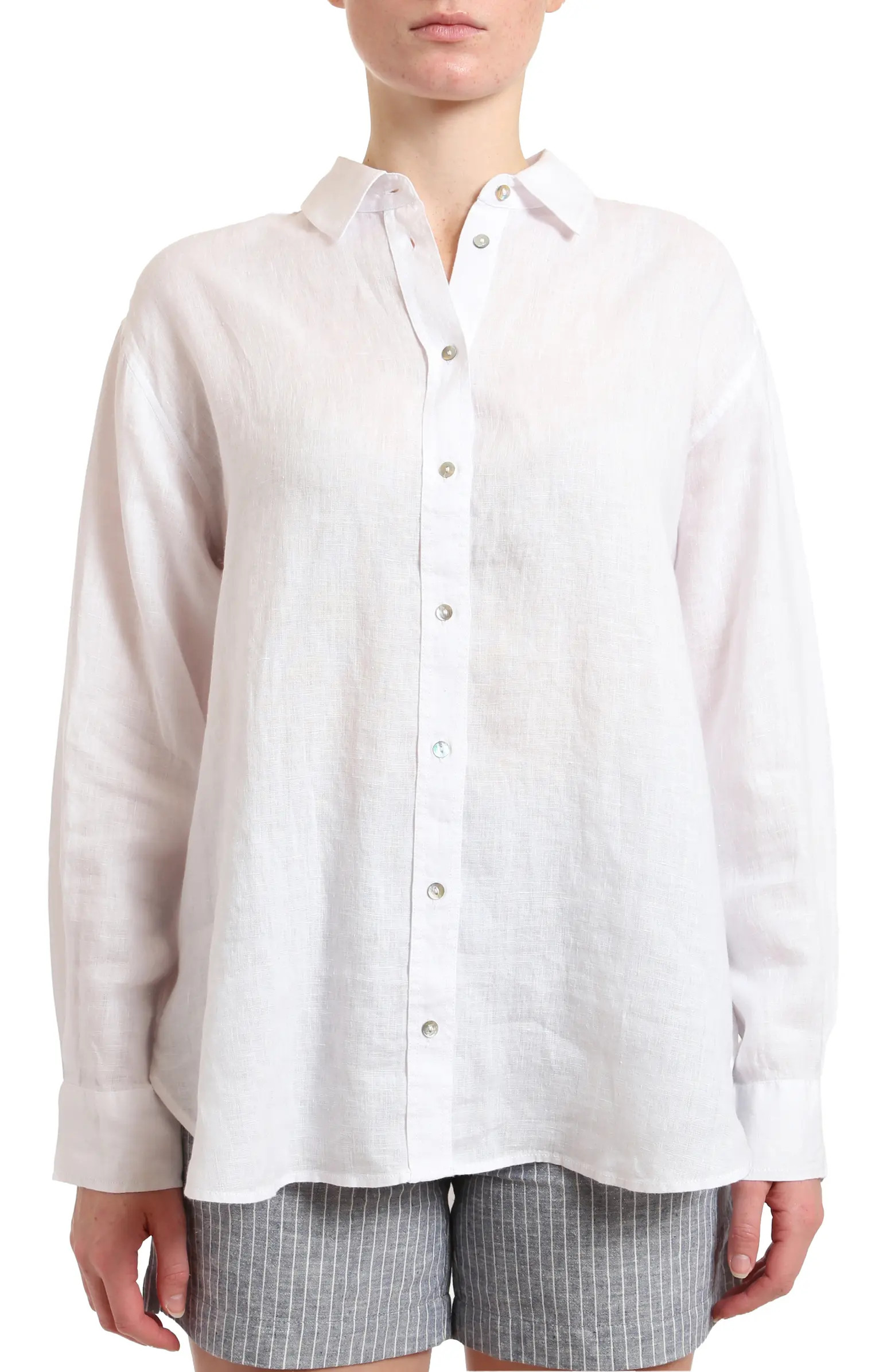 Mavi Jeans Long Sleeve Linen Button-Up Shirt | Nordstrom | Nordstrom