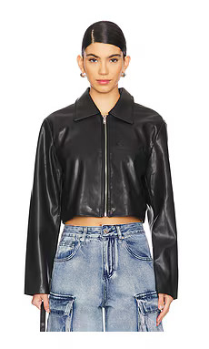 superdown x Emily Gemma Gabriella Faux Leather Jacket in Black from Revolve.com | Revolve Clothing (Global)