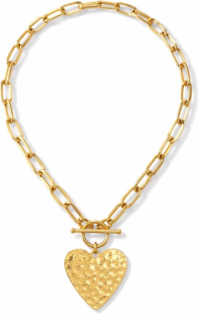 Wine Wear Chunky Gold Chain Necklace for Women, Link Charm Necklace with Toggle Clasp, Statement ... | Amazon (US)