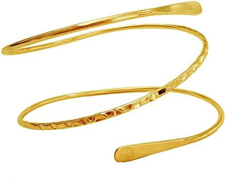 Minimalist Gold Metal Coil Upper Arm Cuff Open Arm Bracelet Armlet Armband Bangle for Women Dia 3... | Amazon (US)