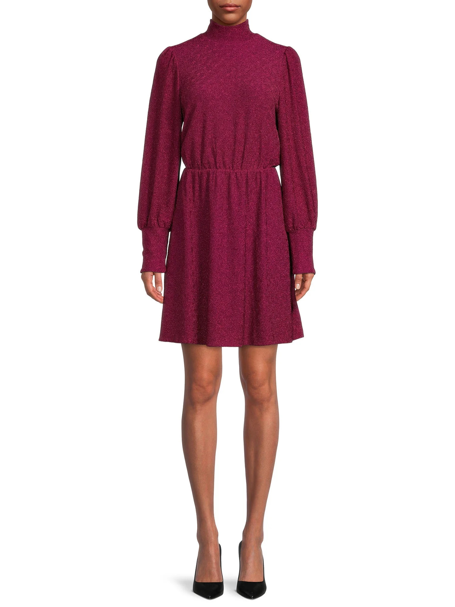 The Get Women's Long Sleeve Metallic Knit Mini Dress | Walmart (US)