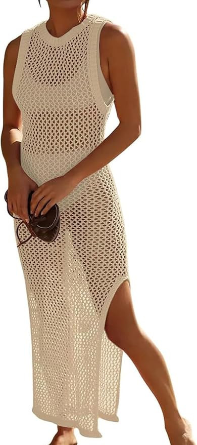 Yinggeli Women’s Swimsuits Cover Ups Crochet Sexy Bikini Bathing Suit Beach Dress | Amazon (US)