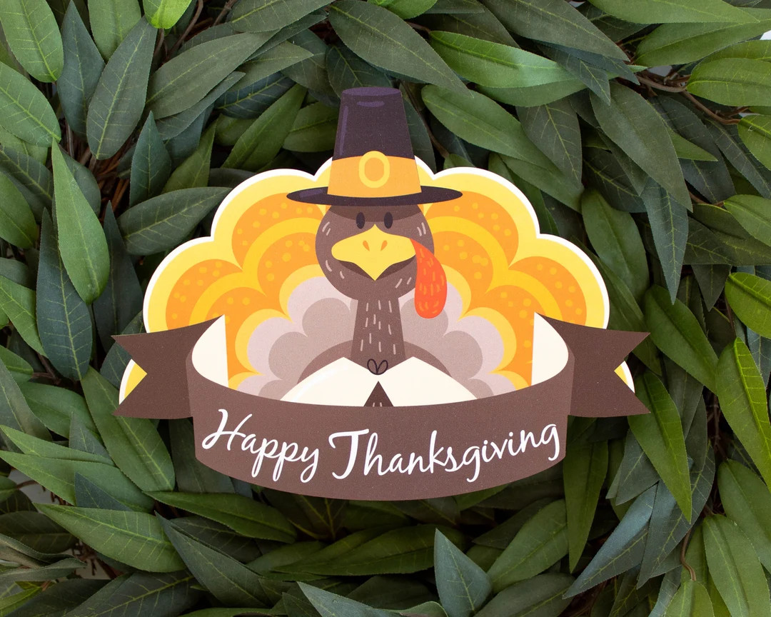 Happy Thanksgiving Wreath Accent Sign - Thanksgiving Decor - Turkey Door Hanger | Etsy (US)