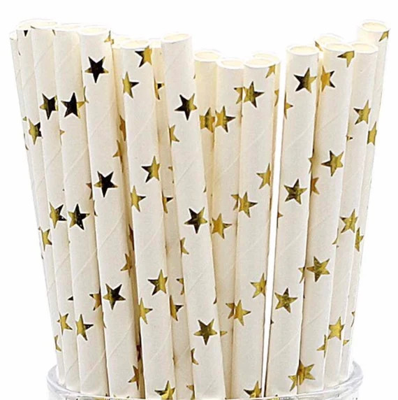 Twinkle Twinkle Little Star Gold Metallic Straws, Set of 25, Baby Shower, Moon and Star Party, Tw... | Etsy (US)