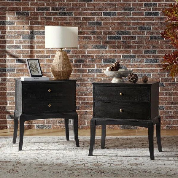 Einav 28'' HTransitional Solid Wood Nightstand with Built-in Outlet (Set of 2) | Wayfair North America