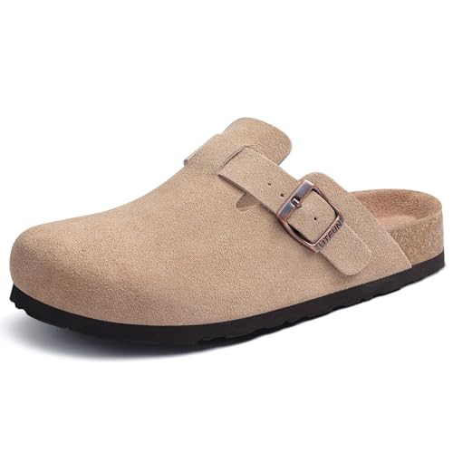 Litfun Women's Genuine Suede Clogs Soft Footbed Leather Potato Shoes Comfort Slip On Clogs with A... | Amazon (US)