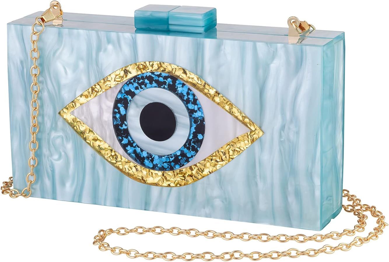 LETODE Clutch Purses for Women-Evil Eye Acrylic Clutch Glitter Purse Evening Bag Chain Shoulder C... | Amazon (US)
