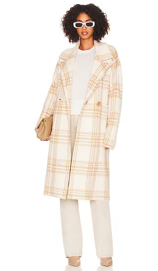 Melrose Sweater Jacket in Cream, Tan, & Pink Plaid | Revolve Clothing (Global)