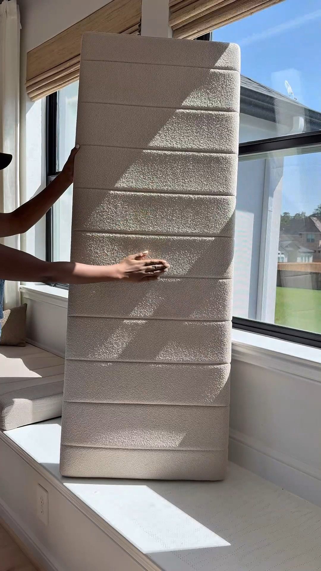 Total game changer! 🙌 These waterproof cushions are fully customizable—even down to the thickness. Choose from 12 colors, 2 shapes, 6 thicknesses, and 99+ sizes to get the perfect fit for your space.

✨ My design picks:
	•	Cushion: 4.5” thickness, Beige 2
	•	Blinds: Color #Ln36 Beige, Inside Mount, 100% Blackout White Liner, No Edge Binding
	•	Curtains: Natural, 40W x 84L

Create your perfect combo and style your space your way! ✨
👉 Tap the link to shop and customize yours today!