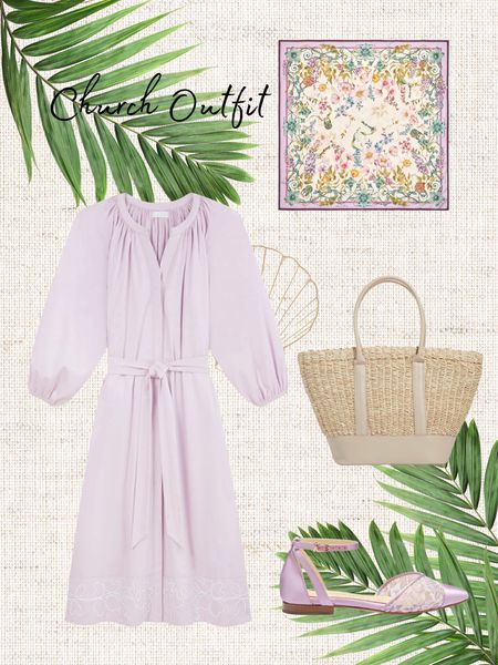 Lavender dreams! The most beautiful dress with the perfect accessories for church. I straw and leather bag. Sarah Flint scarf and shoes  

#LTKstyletip #LTKSeasonal