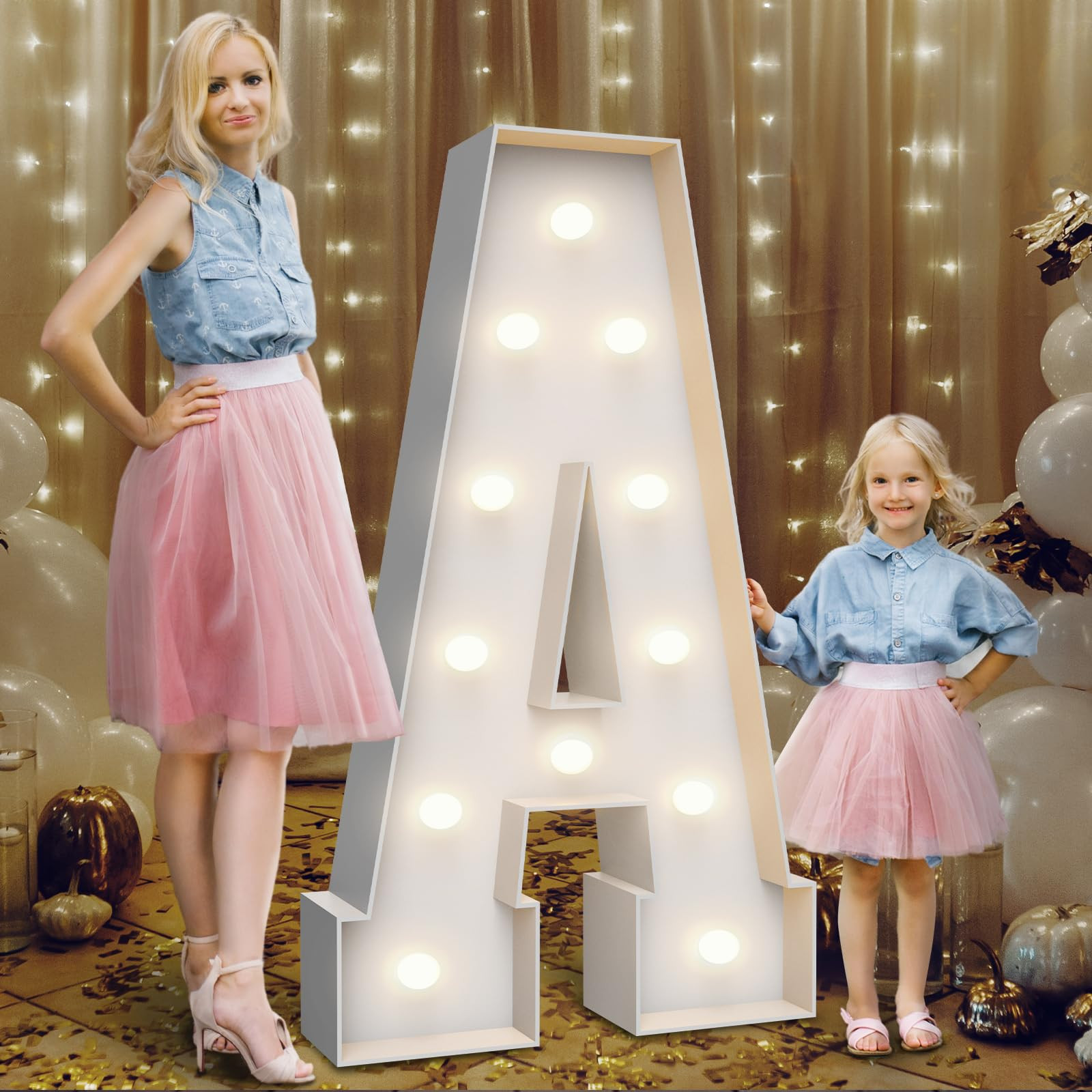 4FT Marquee Light Up Letters A,Party Decoration Large Marquee Light Up Letters with Weighted Wate... | Amazon (US)