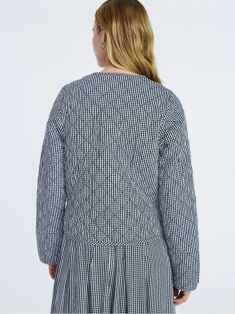 Free Assembly Women's Collarless Cotton Quilted Jacket, Sizes XS-XXL | Walmart (US)