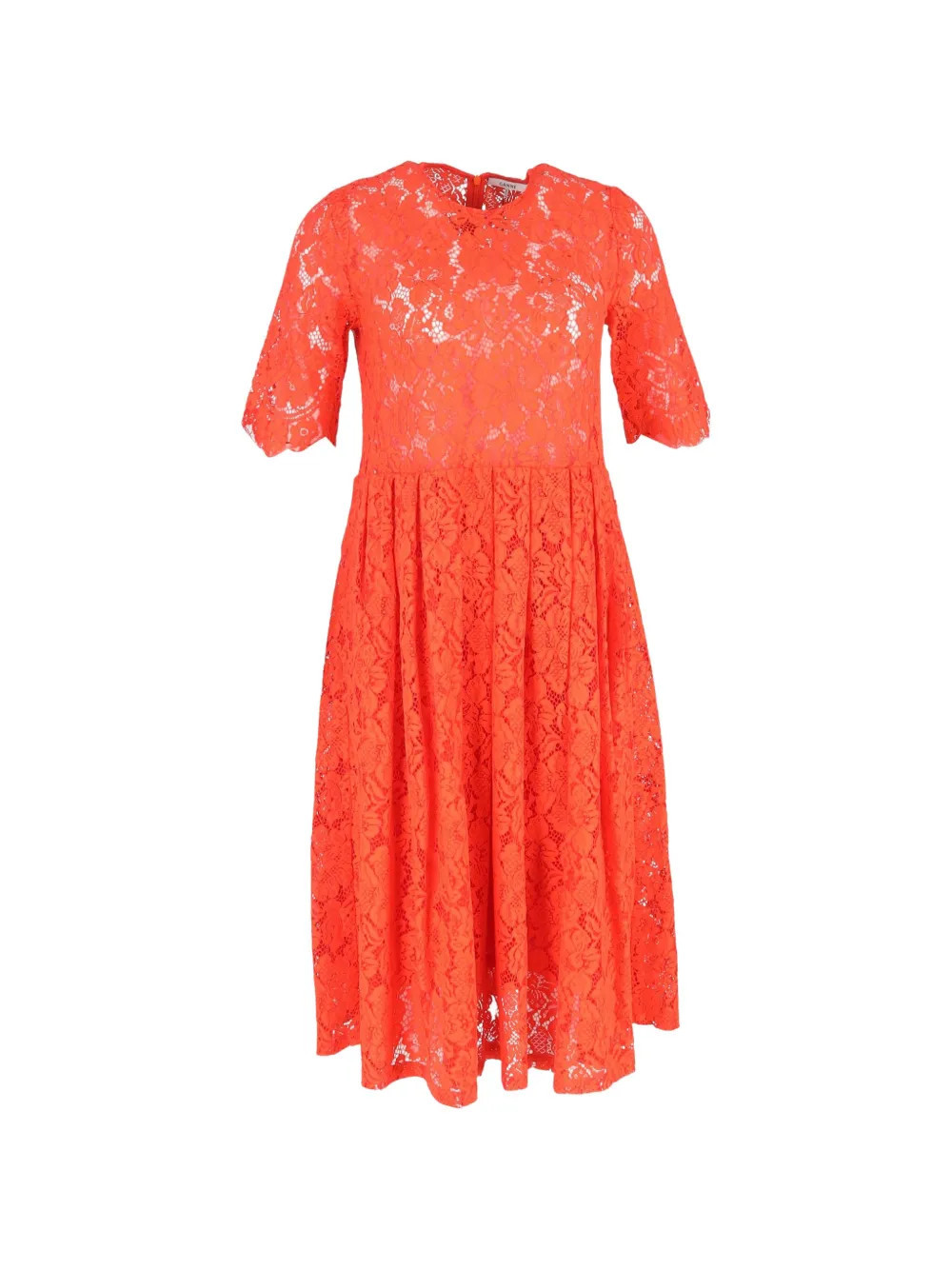 GANNI lace detailed midi dress - Red | Farfetch Global