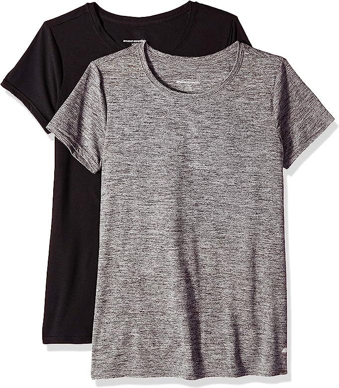 Amazon Essentials Women's Tech Stretch Short-Sleeve Crewneck T-Shirt (Available in Plus Size), Mu... | Amazon (US)