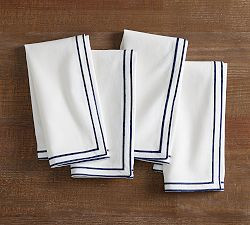 Gretchen Bordered Cotton/Linen Napkins - Set of 4 | Pottery Barn (US)