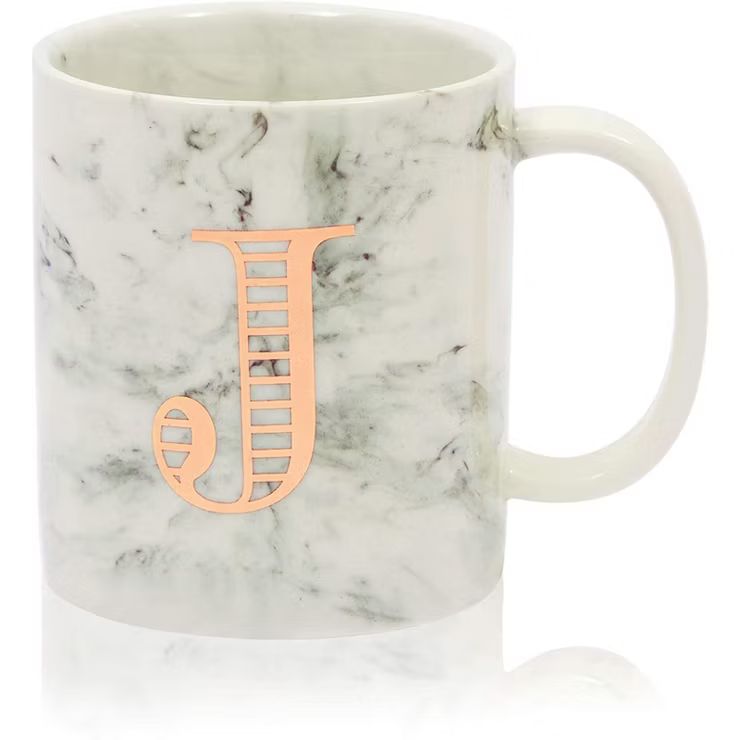 White Marble Ceramic Coffee Mug with Handle & Monogrammed Letter, 11 oz. | Target