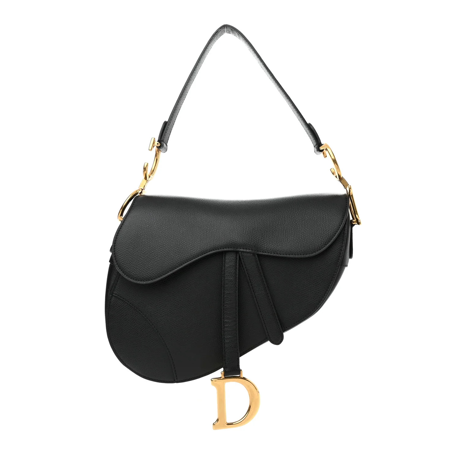 Grained Calfskin Saddle Bag Black | FASHIONPHILE (US)