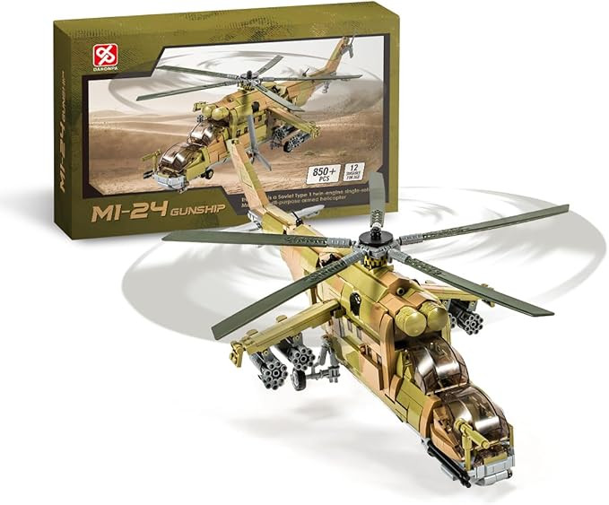 DAHONPA MI-24S Helicopter Medium Utility Military Army Airplane Building Bricks Set, 850+ Pieces ... | Amazon (US)