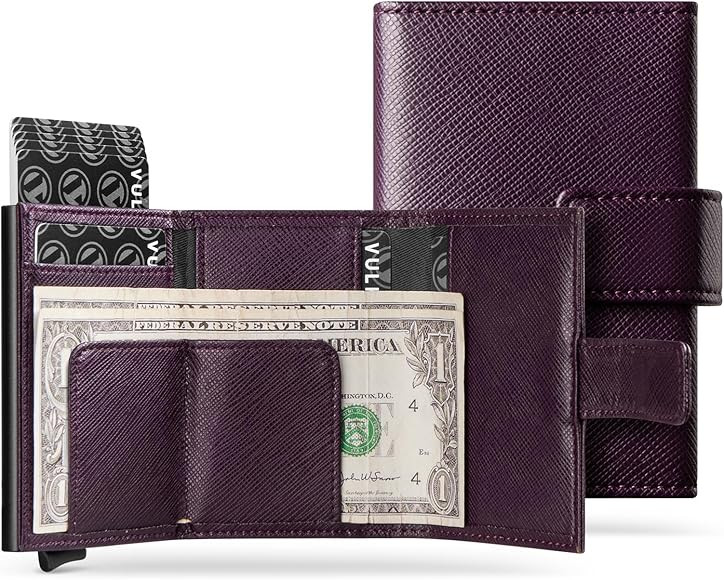 VULKIT Pop Up Wallet, Genuine Leather Automatic Credit Card Holder Wallet RFID Blocking Bifold Po... | Amazon (CA)