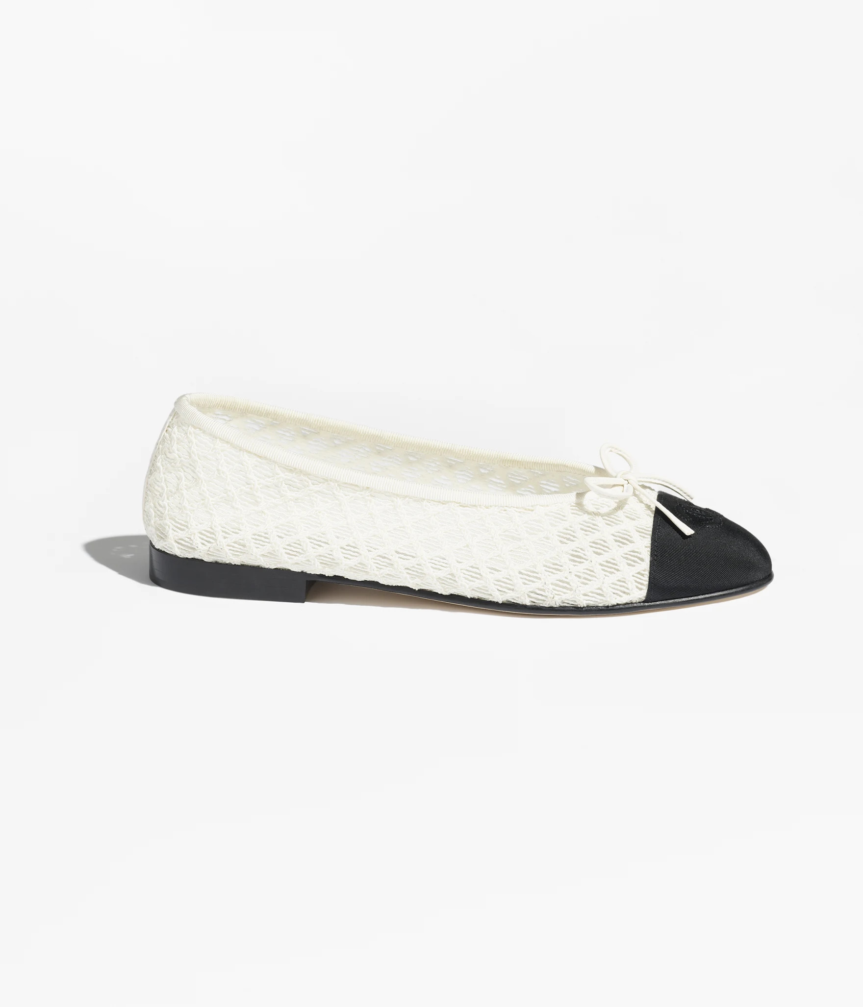 Ballet flats - Embroidery & grosgrain, white & black — Fashion | CHANEL | Chanel, Inc. (US)