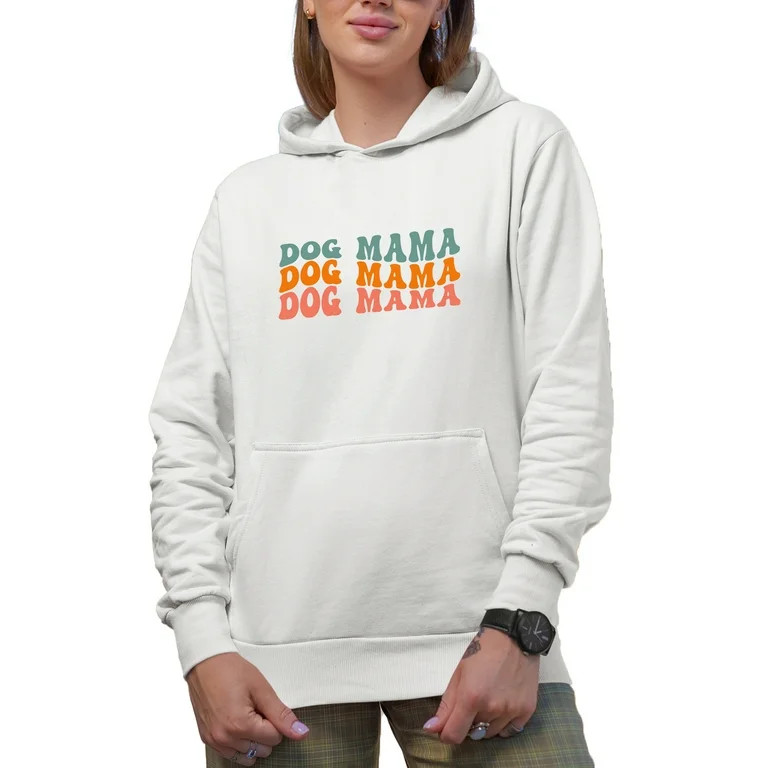 Dog Mama, Title or Name for Moms or Mothers of Dogs, Groovy Retro Wavy Text Merch Gift, White Hoo... | Walmart (US)