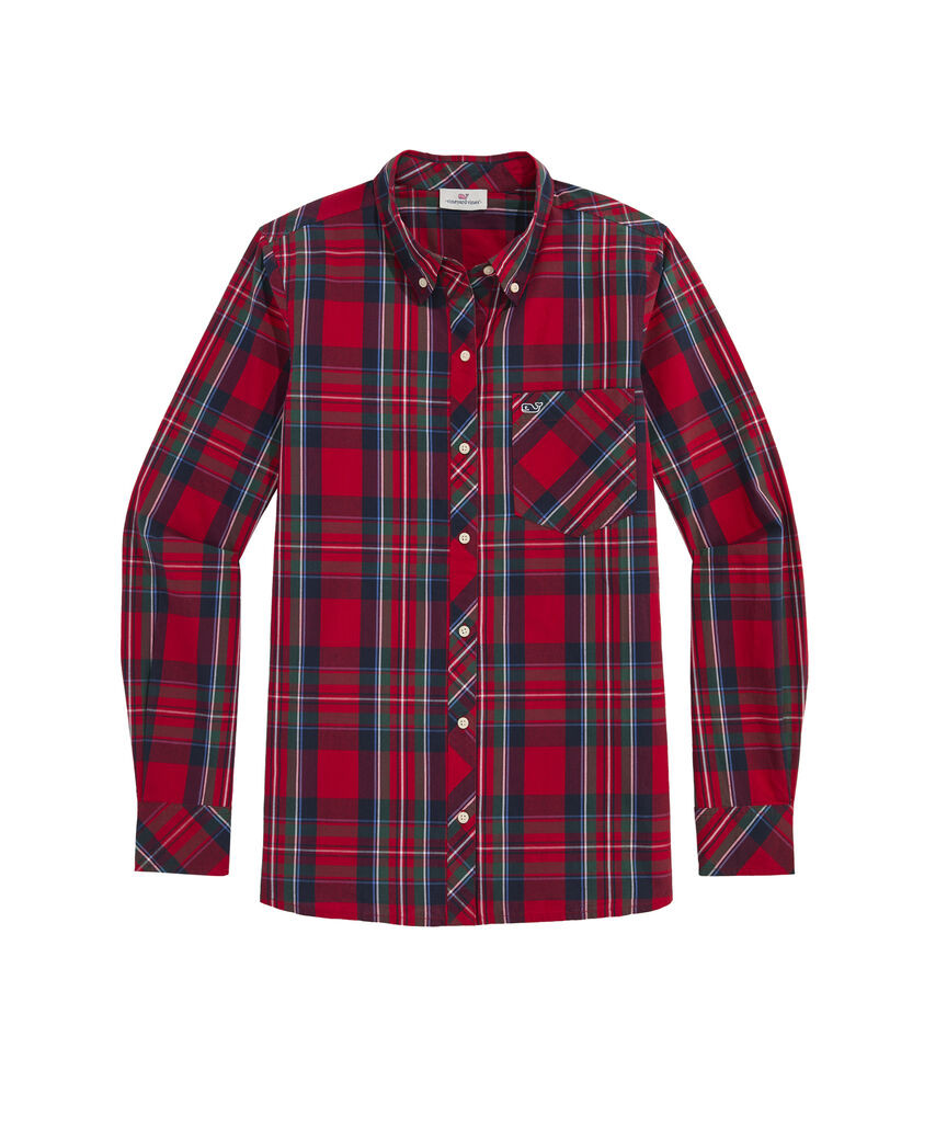 OUTLET Plaid Poplin Relaxed Button Down-Shirt | vineyard vines