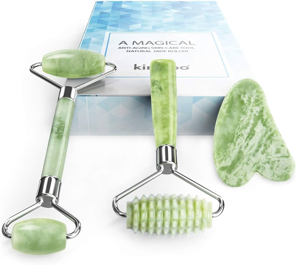 kimkoo Jade Roller and Gua Sha for Face-3 in 1 Kit with Facial Massager Tool,100% Real Natural Ja... | Amazon (US)