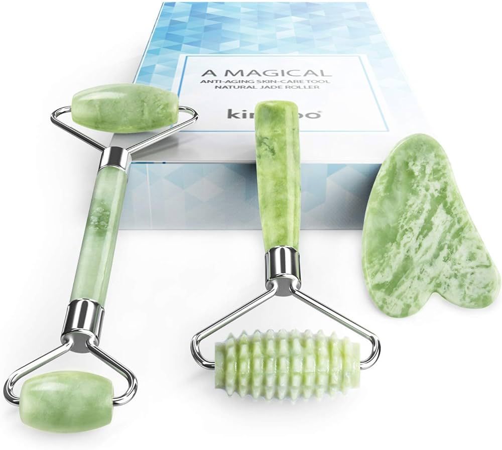kimkoo Jade Roller and Gua Sha for Face-3 in 1 Kit with Facial Massager Tool,100% Real Natural Ja... | Amazon (US)