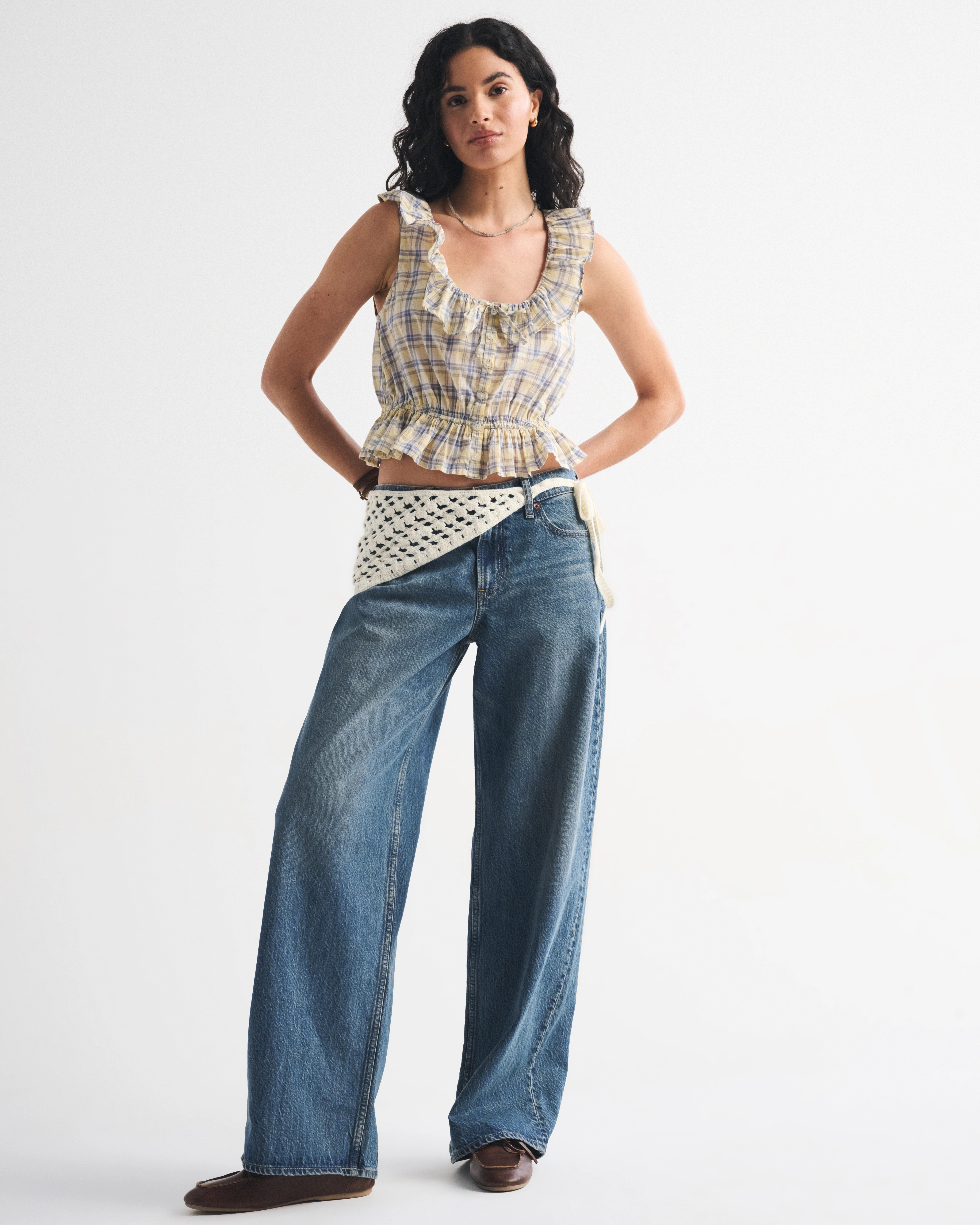 Low Rise Ultra Loose Crochet-Style Belted Jean | Abercrombie & Fitch (US)