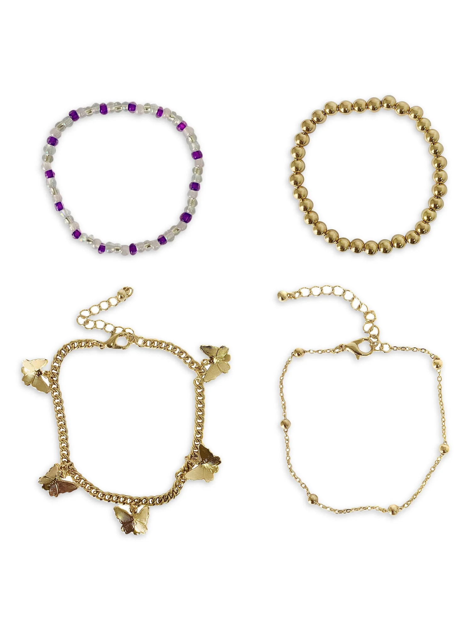 No Boundaries Multi Butterfly Bracelets, 4-Pieces - Walmart.com | Walmart (US)