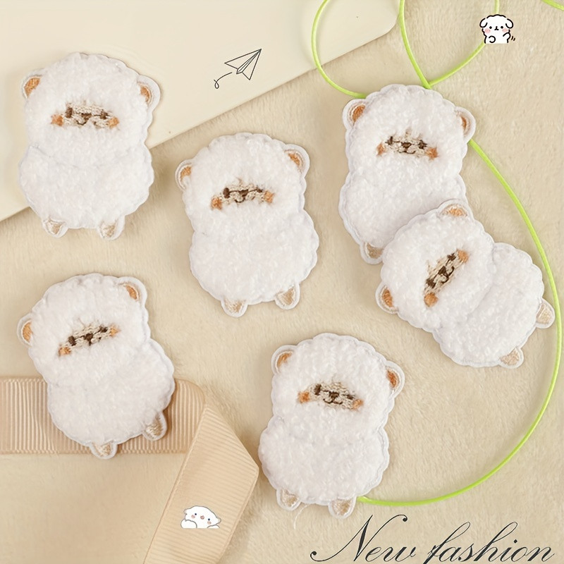 cute cartoon sheep patches fluffy white polyester stitched - Temu | Temu Affiliate Program