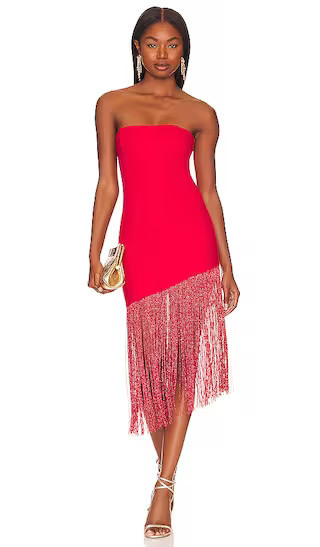 Cleo Strapless Dress in Red | Revolve Clothing (Global)