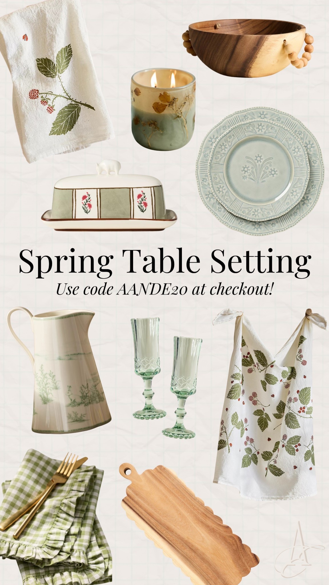 Obsessed with these spring table setting pieces on sale!! Use code AANDE20 at checkout!

#LTKSaleAlert