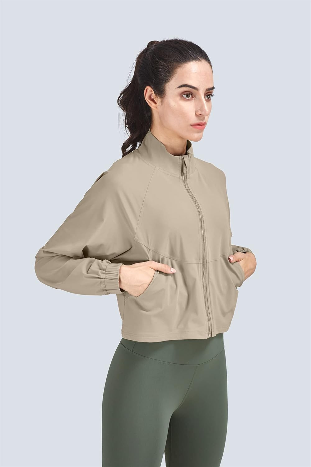 altiland Women's Athletic Running Yoga Gym Track Zip Up Cropped Jackets UPF 50+ Sun Protection Lo... | Amazon (US)