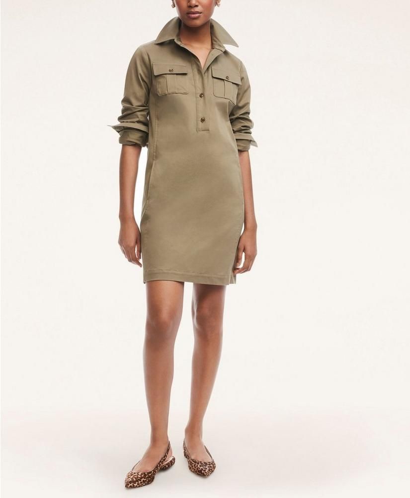 Stretch Cotton Military Shirt Dress | Brooks Brothers