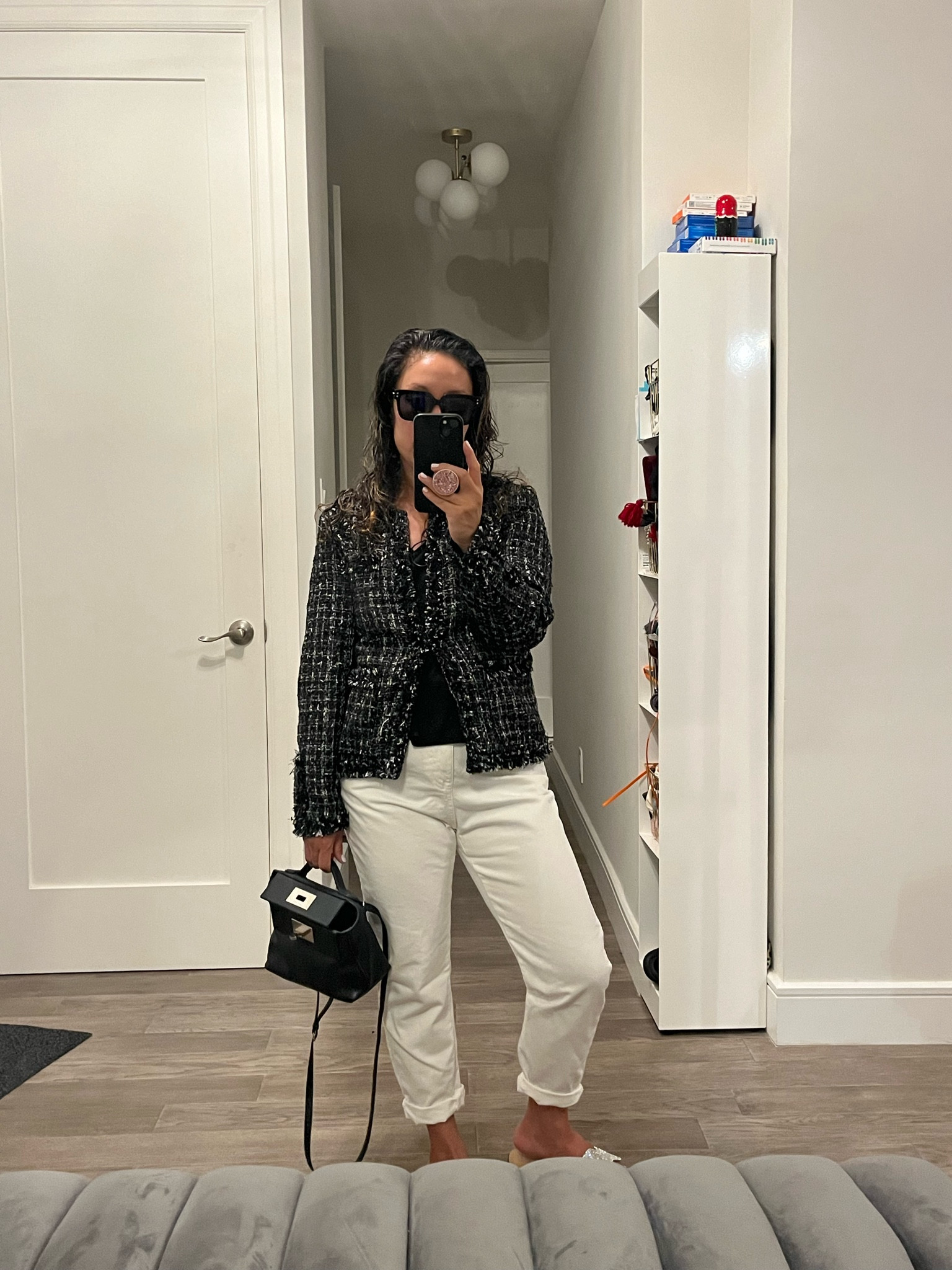 Tweed jacket. Great for layering. I’m wearing an xs in the jacket and the top.

#LTKItBag #LTKTravel #LTKShoeCrush