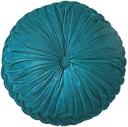 Cassiel Home Velvet Plush Round Pillow Dark Teal Throw Pillow Spring Home Decor Antique Decorativ... | Amazon (US)