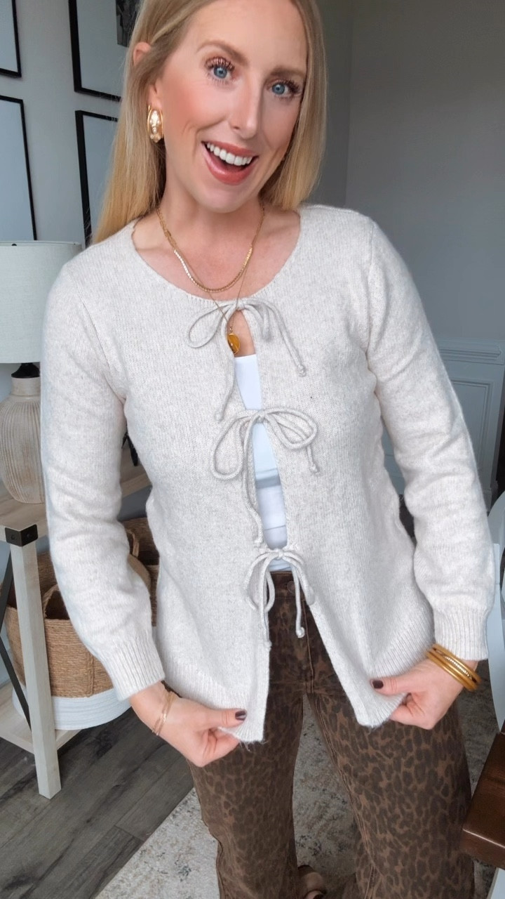 Maurices outfit, leopard jeans, bow front cardigan 

#LTKStyleTip #LTKSaleAlert #LTKFindsUnder50