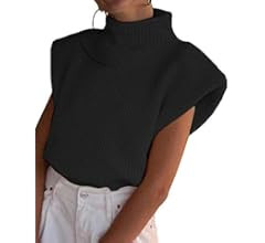 xxxiticat Women's Shoulder Pad Sweater Top Sleeveless Turtleneck Wide Shoulder Knitted Sweater Ju... | Amazon (US)