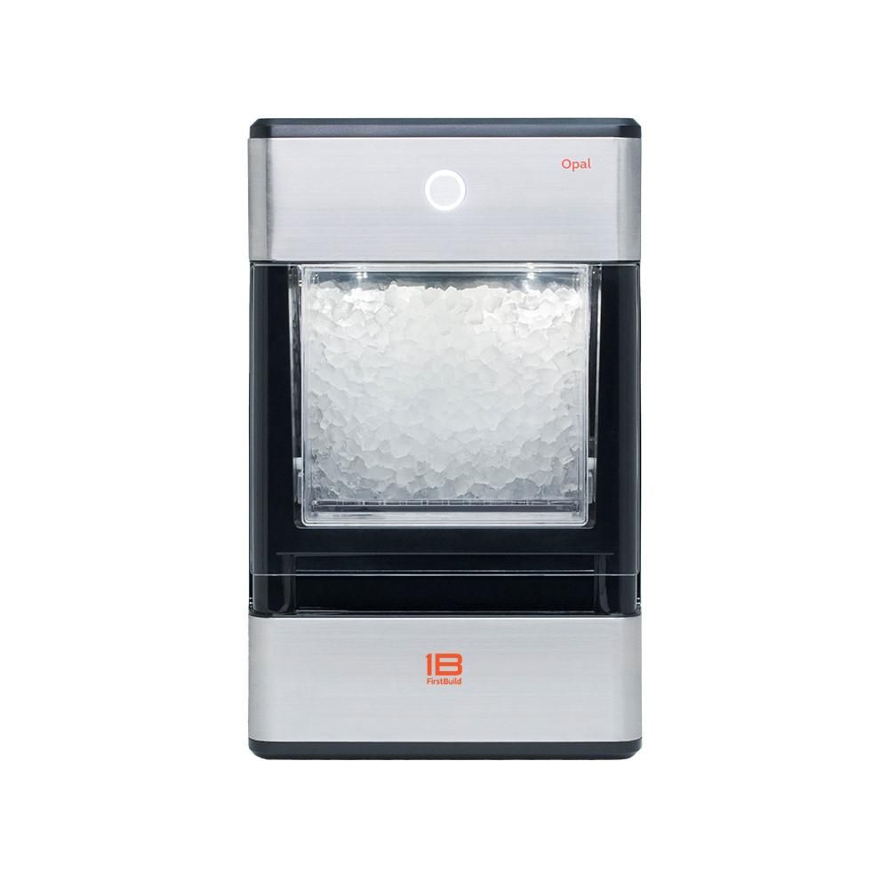 FirstBuild Opal 24 lb. Freestanding Nugget Ice Maker in Stainless Steel, Stainless Steel with Black  | The Home Depot