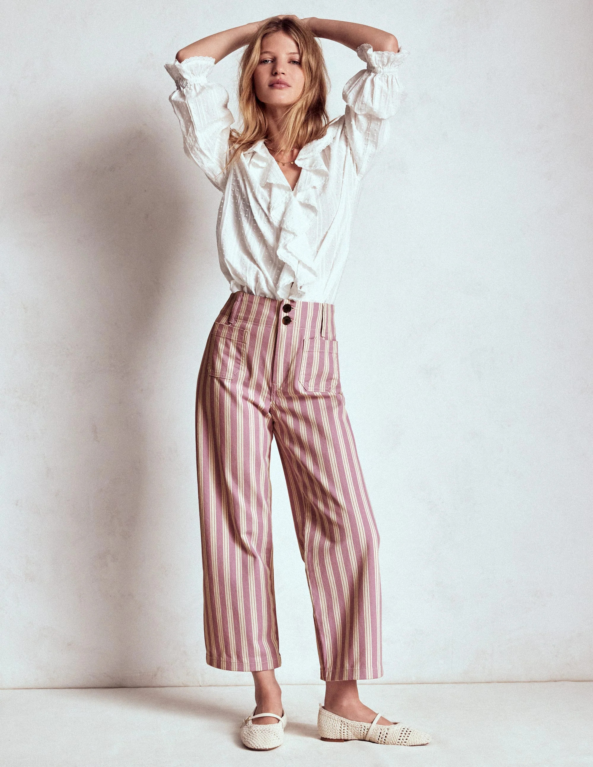 Primrose Patch Pocket Pants-Lilac Tram Stripe | Boden (US)