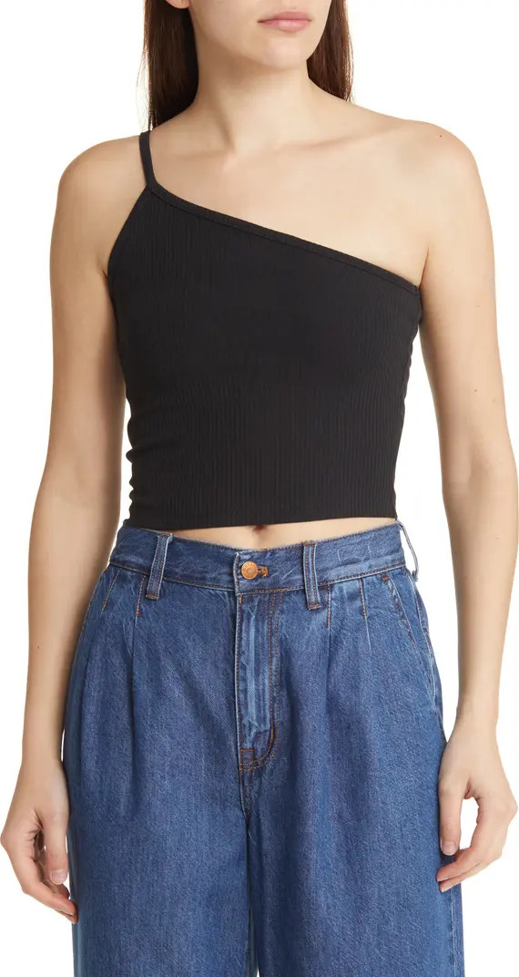 One-Shoulder Cotton Rib Crop Camisole | Nordstrom Rack