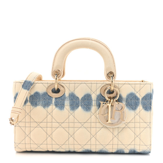 Denim Cannage Lady D-Joy White Blue | FASHIONPHILE (US)