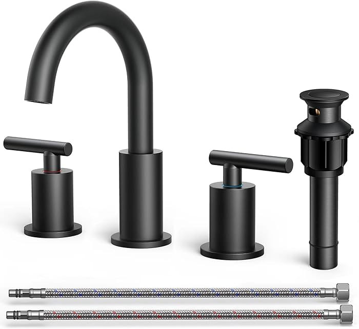FORIOUS Black Bathroom Faucets 3 Hole, 2 Handle 8 Inch Widespread Matte Black Vanity Faucet 3 Hol... | Amazon (US)