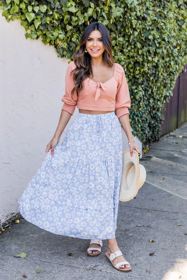 An Extra Day Blue Floral Maxi Skirt | Pink Lily