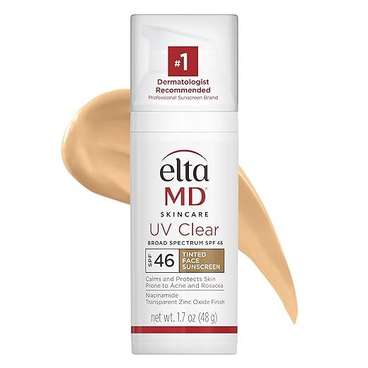 EltaMD Tinted Face Sunscreen SPF 46 - Zinc Oxide, Oil Free, For Sensitive & Acne-Prone Skin - 1.7... | Amazon (US)