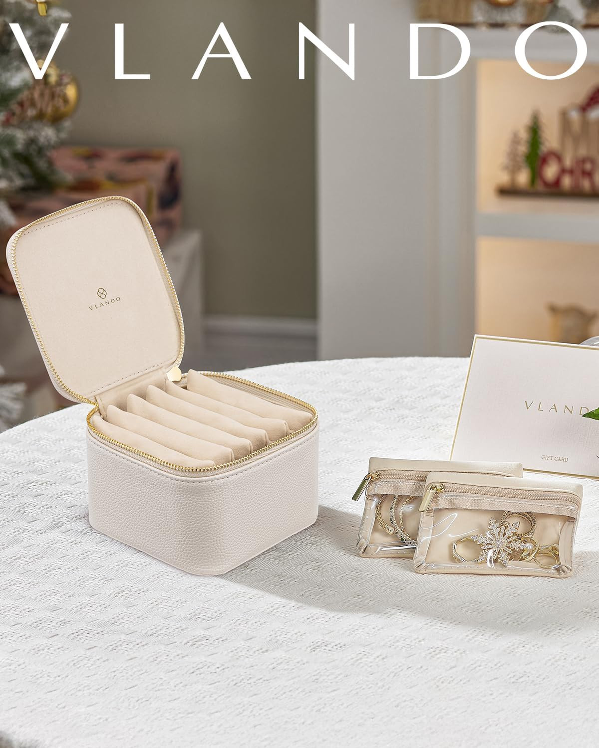 Vlando Small Jewelry Box Organizer,Travel Jewelry Storage with 6 Velvet Jewelry Zipper Pockets,Tr... | Amazon (US)