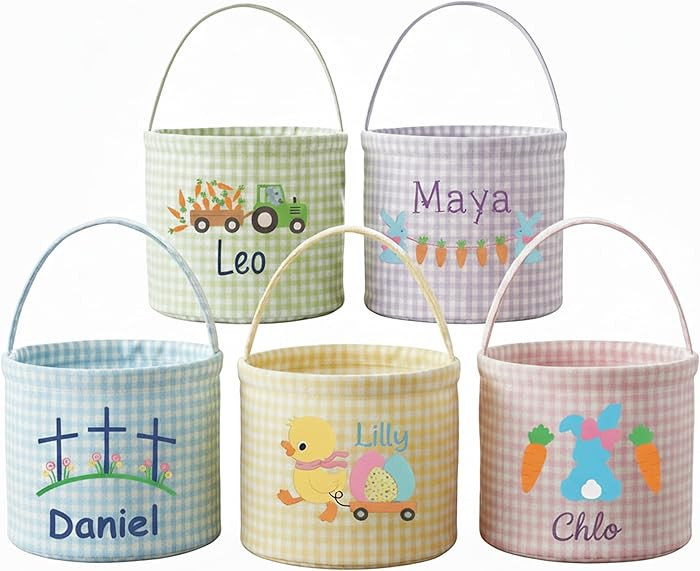 Love Signal Personalized Easter Basket for Kids, Custom Bucket Bag with Name, Rabbit Tote Bag for... | Amazon (US)