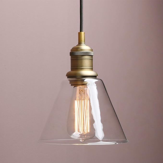Yosoan 1-Light Vintage Edison Hanging Pendant Light, Mini Funnel Flared Glass Clear Glass Shade f... | Amazon (US)