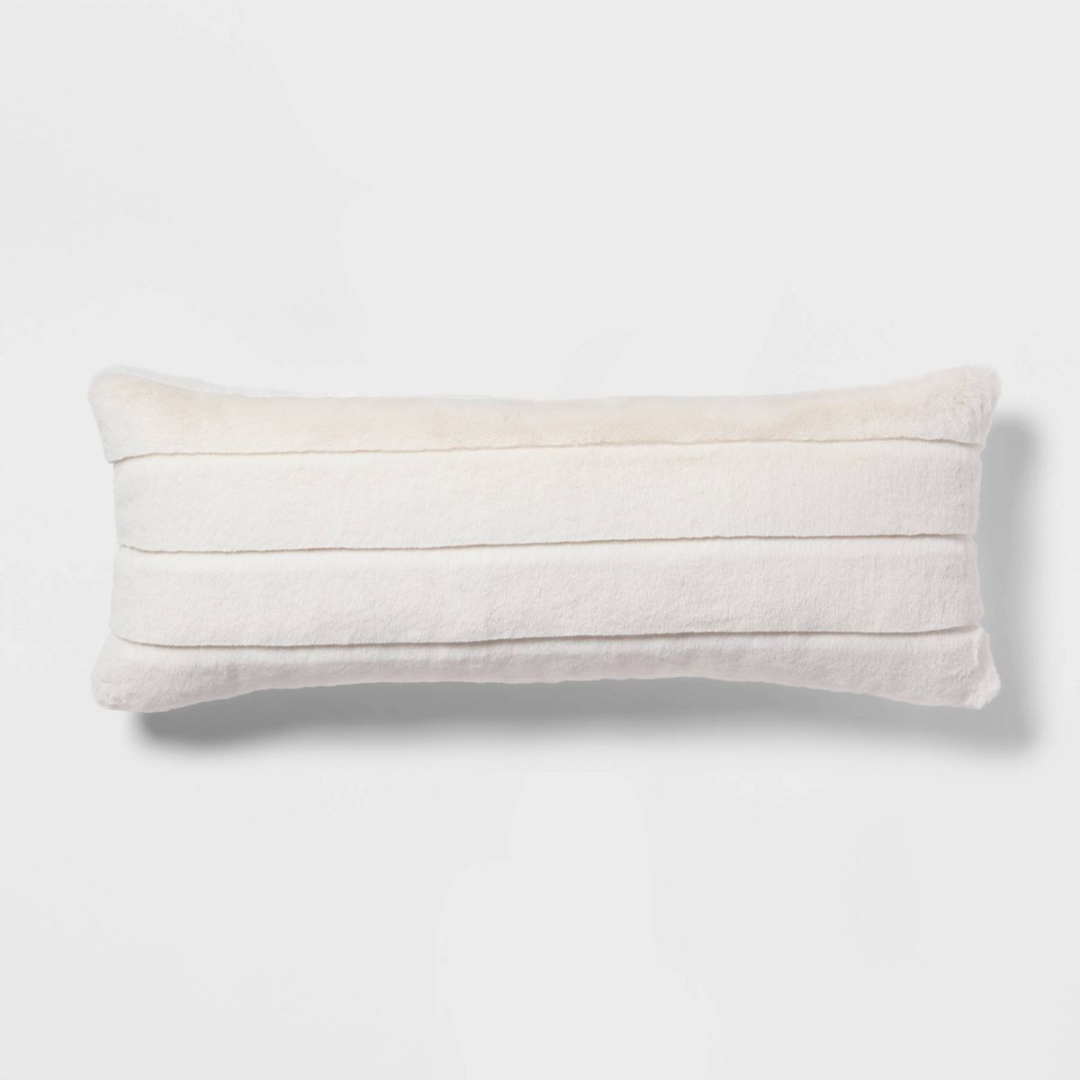 Oversized Oblong Faux Fur Channeled Decorative Throw Pillow Cream - Threshold™ | Target